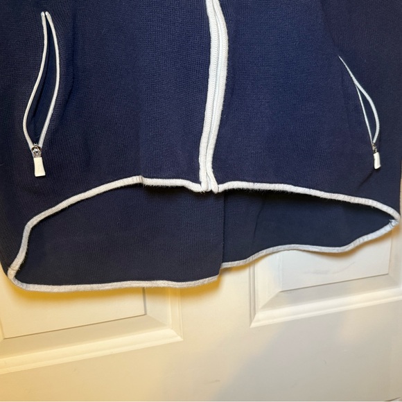 Lauren Active Ralph Lauren Navy Zip Hoodie Sweater White Contrast Large Cotton - Picture 6 of 10